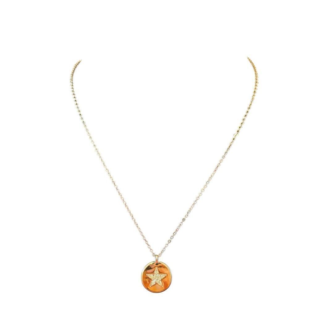 Two Tone Gold & Silver Toned Star Pendant & Chain.